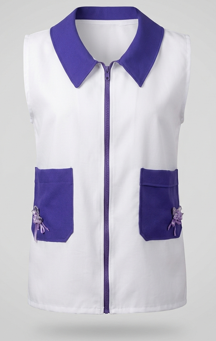 Delantal con detalles morados